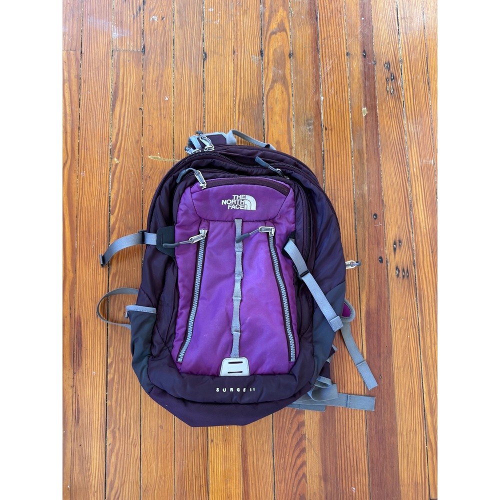 The North Face Surge II Backpack Purple Plum Hiking Travel Daypack Laptop Bag